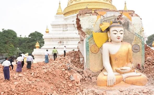 ငလျင်ကြောင့် ပျက်စီးခဲ့တဲ့ အင်းဝရှေးဟောင်းယဥ်ကျေးမှုနယ်မြေအတွင်းက ယဥ်ကျေးမှုအမွေအနှစ်တွေကို ပြုပြင်ထိန်းသိမ်းရေးလုပ်နေ