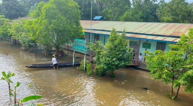 အတ္ထရံမြစ်ရေ ဆက်လက် မြင့်တက်နေပြီး ကျိုက်မရောမှာ ‌လူဦးရေ သုံးသောင်းကျော် ရေဘေးသင့်နေ