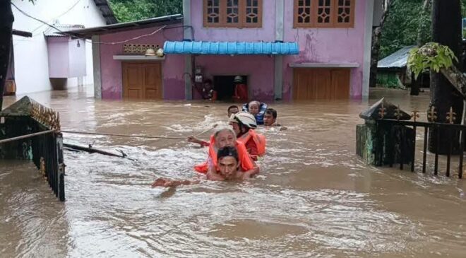 ငဝန်မြစ် ရေကာတာကျိုးလို့ လေးမျက်နှာမြို့အပါအဝင် ရွာခုနှစ်ရွာထက်မနည်း ​ရေကြီး​နေ